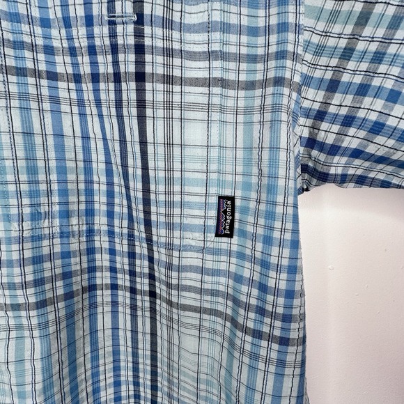 Patagonia Mens Button-Up Shirt Blue Plaid Small Organic Cotton Chest Pocket - Picture 4 of 4